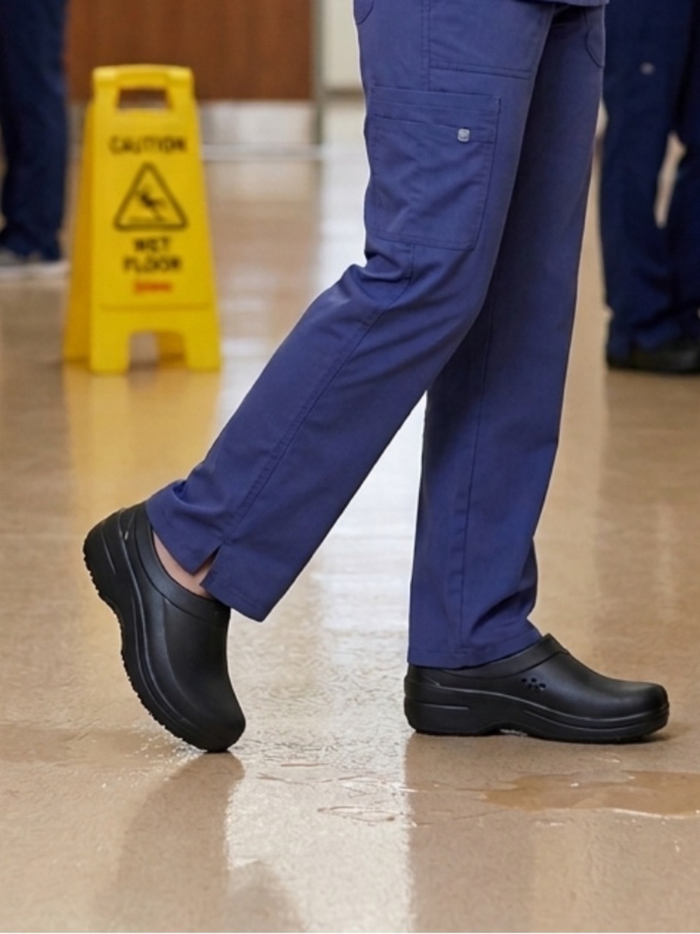 Women's Black Slip-On Work Clog with Cushioned Support